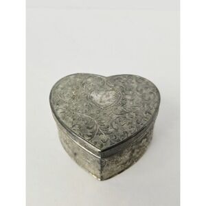 Godinger Heart Shaped Vintage Silver Trinket Box 3"